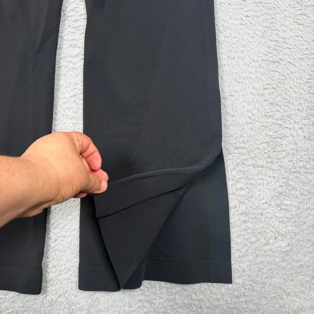 Athleta Womens Black High Rise Flare Bootcut Pants Zip‎ Pockets Slit Hem XS